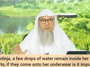 After istinja few drops of water remain inside her private part, they come out on underwear, Impure?