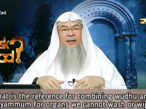 Reference for combining Wudu & Tayammum for organs that we cannnot wash or wipe